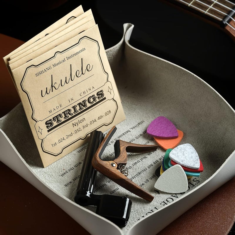 Donux Nylon Ukulele Strings Kit,Include 5 Sets Strings,10 Pieces Ukelele felt picks,Capo and String Winder for Soprano Concert and Tenor Ukele - Image 5